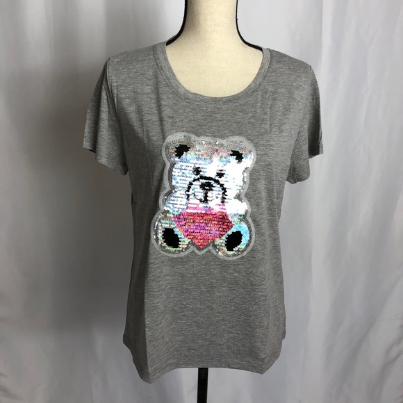 Gray Teddy Bear Embroidered T-Shirt - Picture 3 of 5